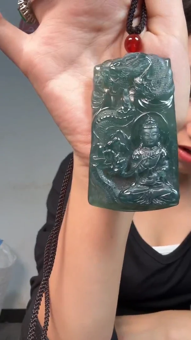 颈饰未镶嵌翡翠鸿**希9967天然珠宝翡翠观音带绳多样性发一个