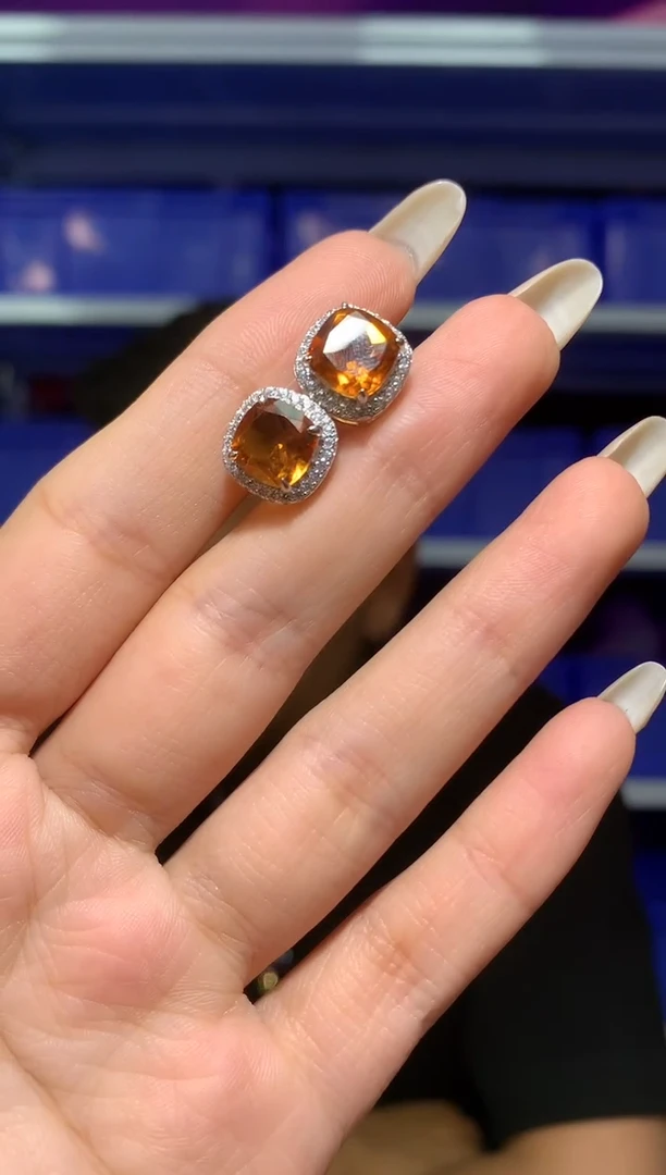 银S925镶嵌耳饰水晶【宝石世家严选】