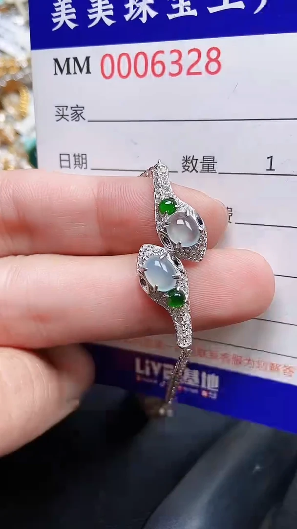 颈饰银S925镶嵌翡翠6328