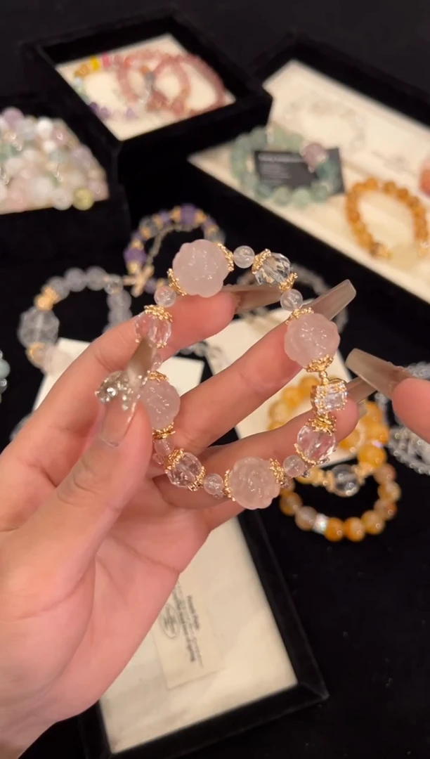 【闪购商品】水晶手链合金粉水晶凤球手链x1193