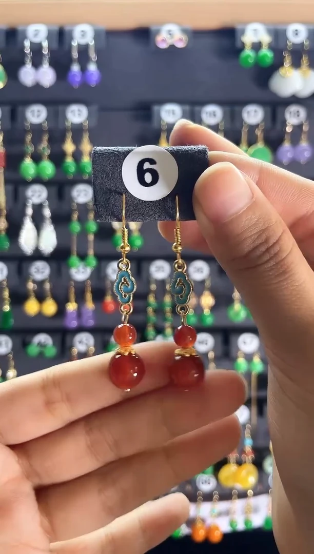 【闪购商品】南红玛瑙耳饰银S925镶嵌6