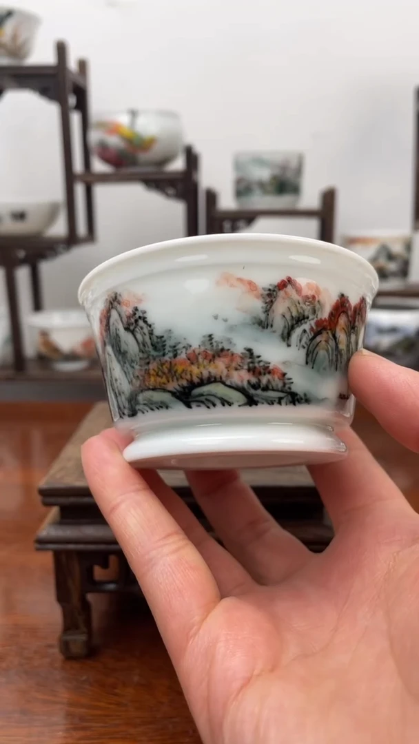 【闪购商品】1釉下彩高温手绘 山水主人杯