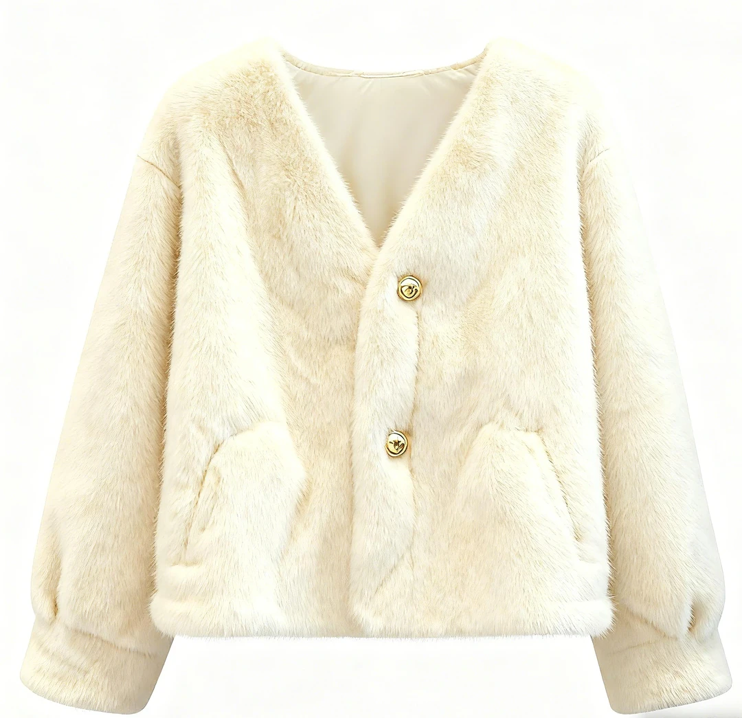 貂毛外套女冬季2025新款立领加厚环保皮草短款毛毛外套8823