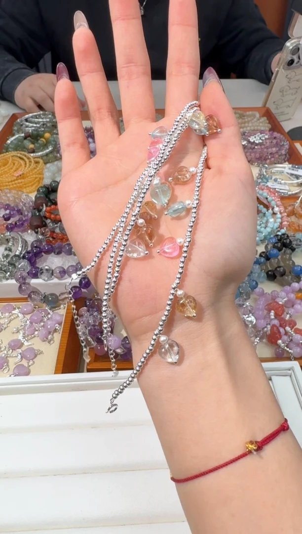 【闪购商品】托帕石手链银S925镶嵌E007彩托帕爱心银豆款