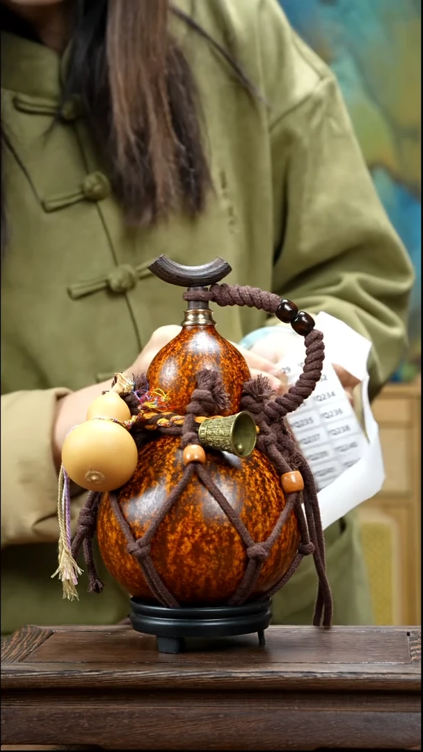 YQ229复古网兜款天然酒葫芦（一物一拍）