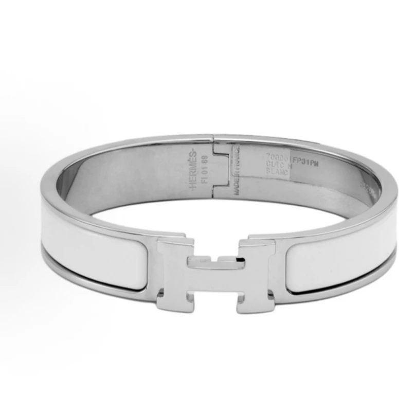 99新 Hermes/爱马仕 爱马仕珐琅H白银配色手镯