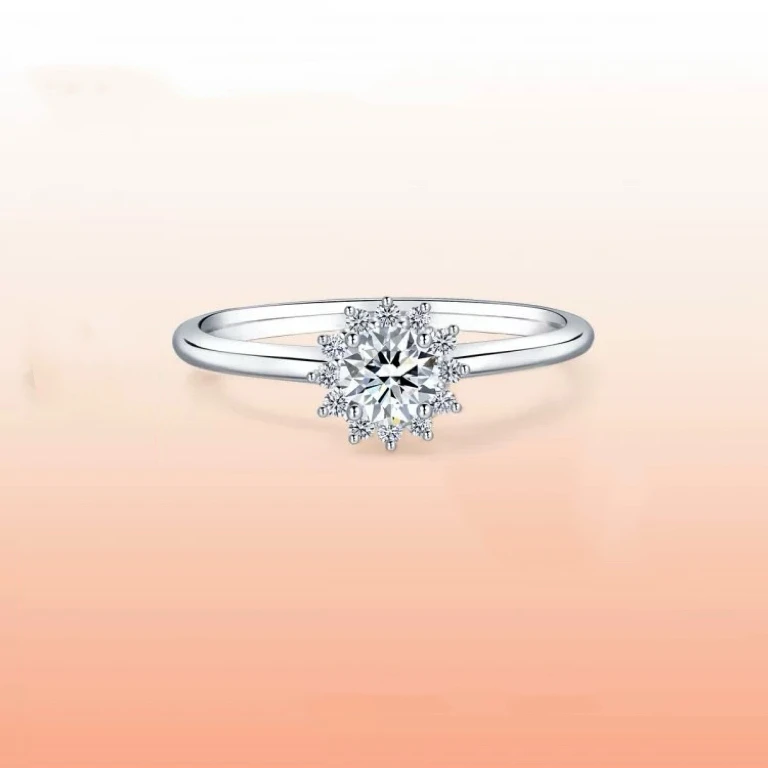 925银合成锆石戒指 C33可调节钻戒手捧花镶嵌戒指