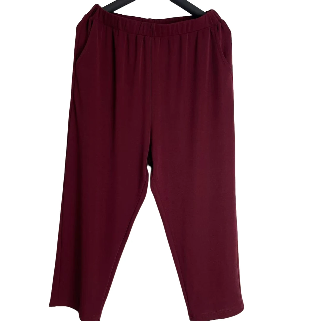 恬小霓（玲玲姐精选）2592/玫酒红/纯色/打底裤/松紧腰/宽松/休闲