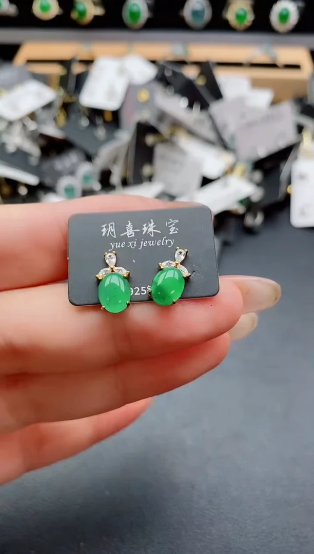 银S925镶嵌戒指翡翠1