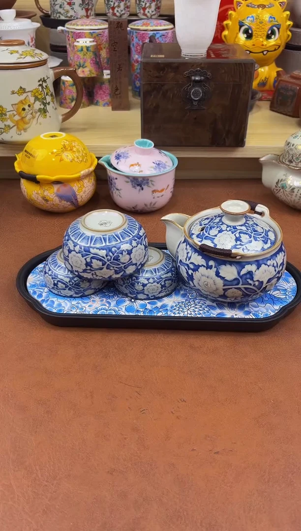 陶瓷茶具摆件旅行套组