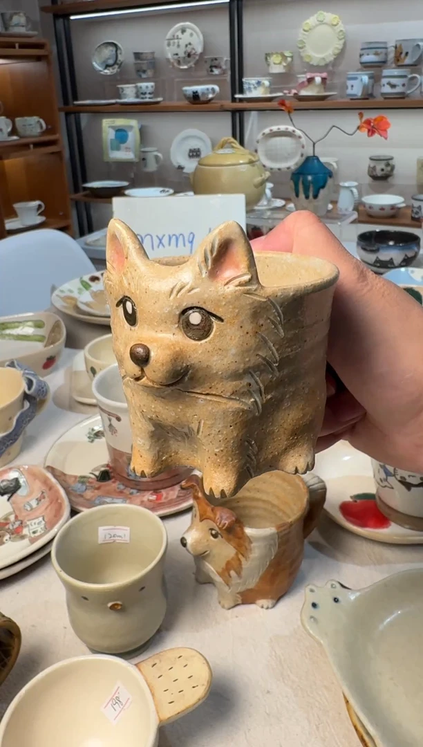 陶日本陶艺作家手作器物泰木狗狗马克杯