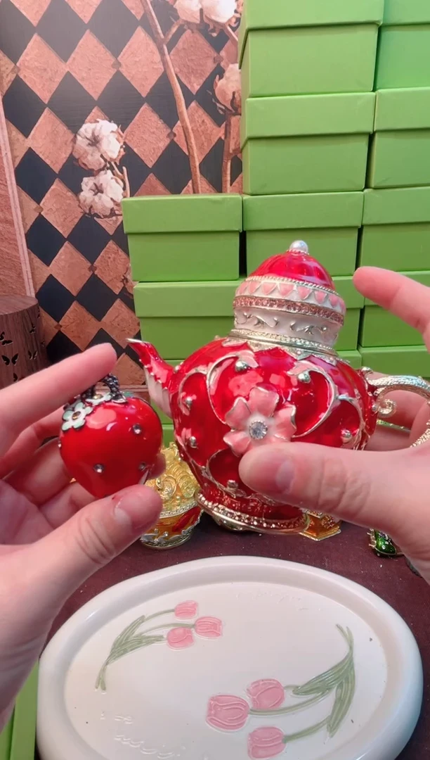 锌合金珐琅彩首饰盒摆件默认微瑕不退不换～