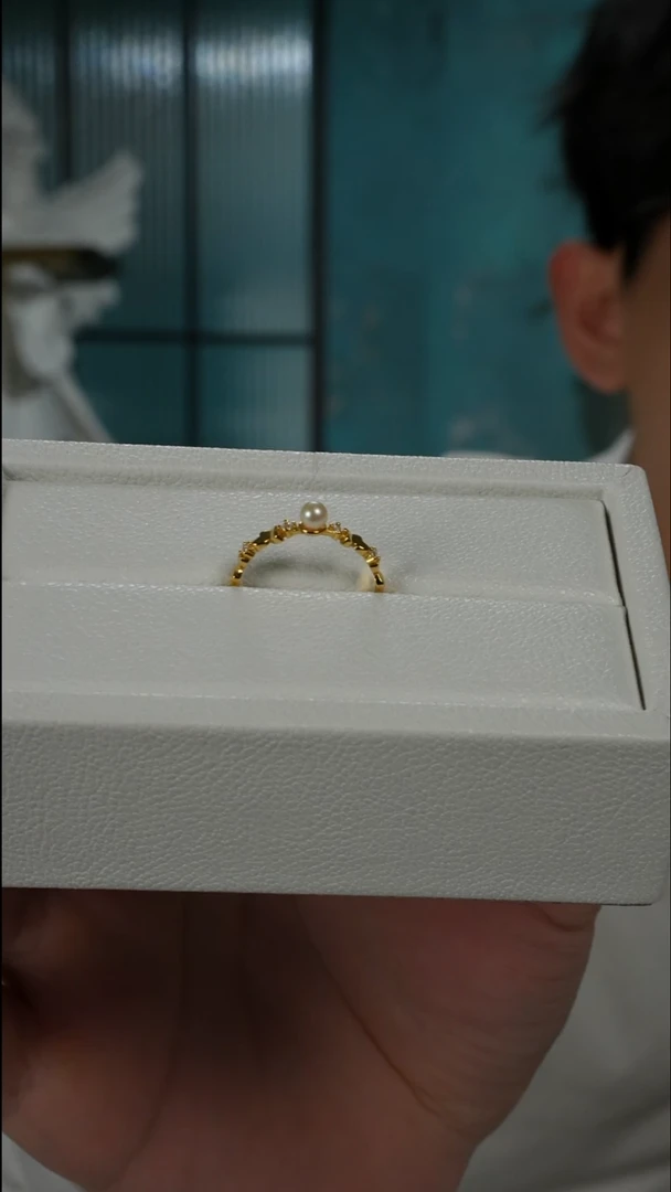 银S925镶嵌戒指海水珍珠AK羽皇金3.5-4（AJ66）