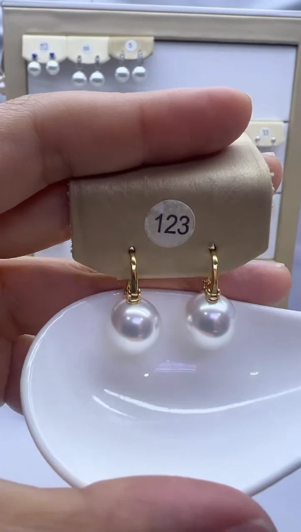 银S925镶嵌耳饰淡水珍珠123