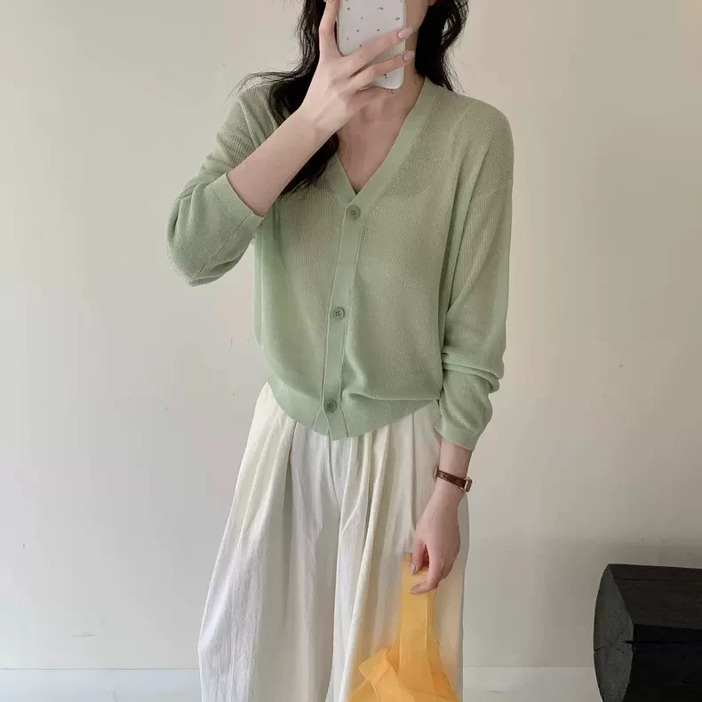 MEIZHENZI【亚麻+天丝】2025春夏新款防晒针织开衫女外搭空调小外套