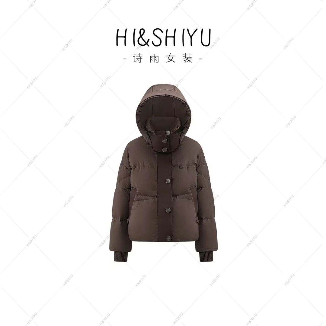 HISHIYU【冬雪日记】连帽防风鸭绒简约百搭通勤气质款女羽绒服L15