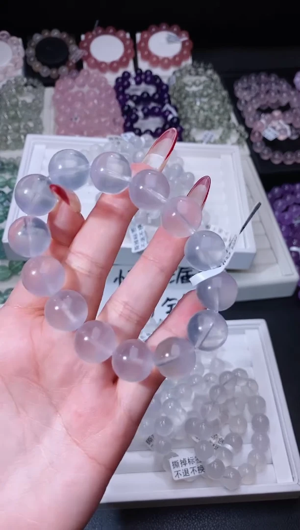 【闪购商品】萤石手链未镶嵌22.29半盆奶葡萄萤石手串