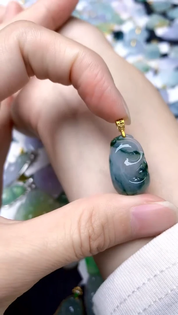 颈饰银S925镶嵌翡翠天然A货翡翠