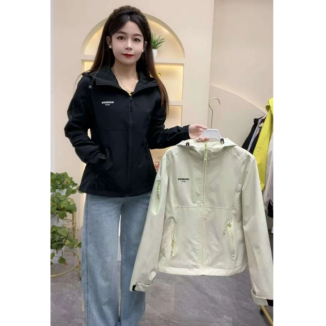 A33#春款连帽修身显瘦休闲外套女透气（衣长59左右）运动户外百搭