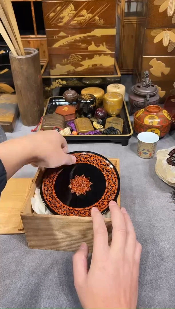 蒟酱 壶承五片 大漆漆器大漆漆器