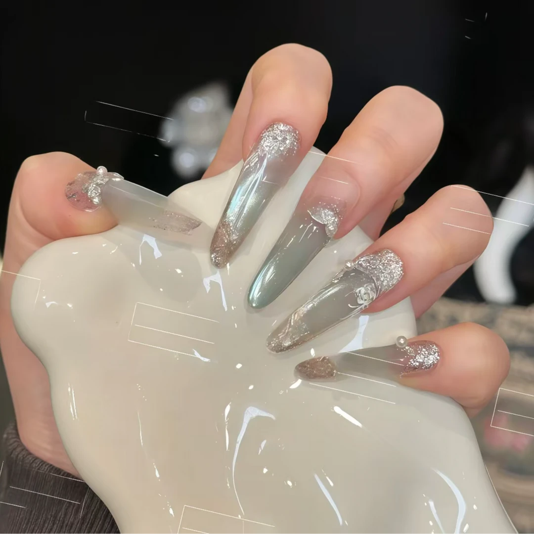 【天空▪之境】纯手工穿戴甲-爆款2025美甲-显白气质可拆卸猫眼美甲