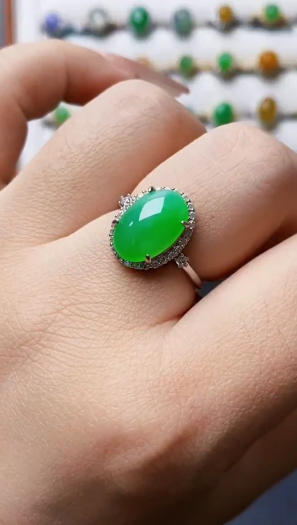 银S925镶嵌戒指翡翠0078