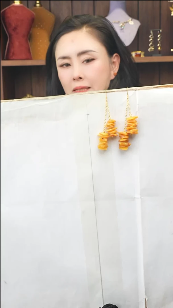 琥珀未镶嵌耳饰多样性发一