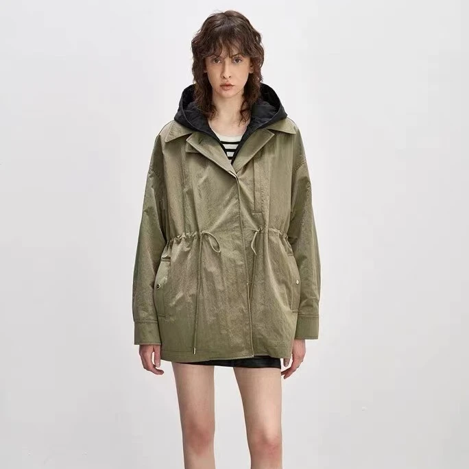 AW24472   进口面料可拆卸棉内胆中长款风衣