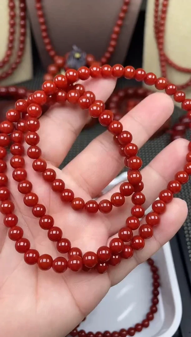 未镶嵌南红玛瑙珠宝半成品6mm108牛血红手串