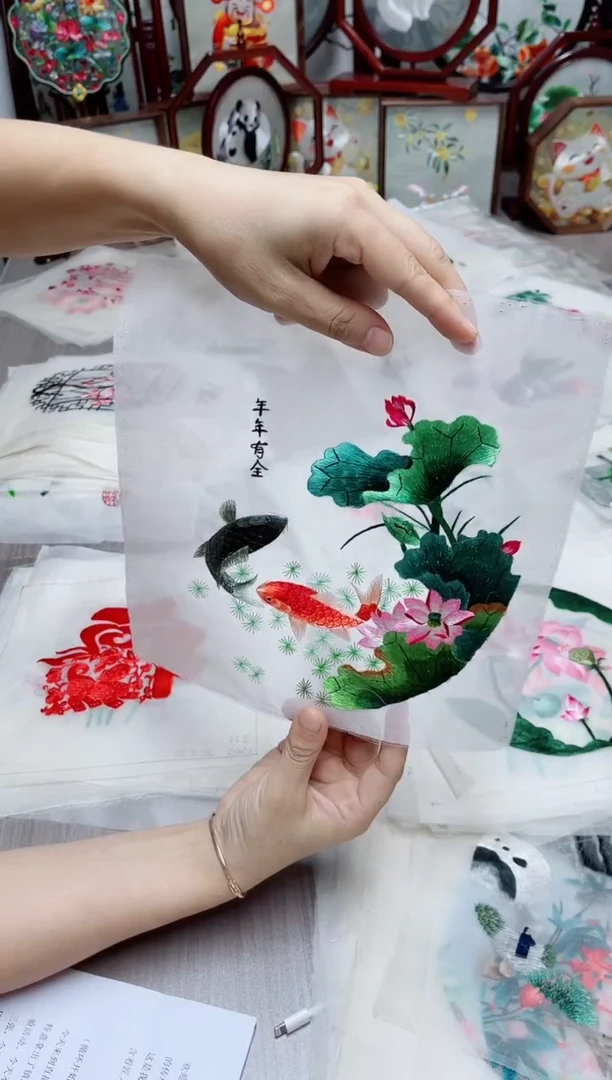 织绣纯手工苏绣双面绣绣布