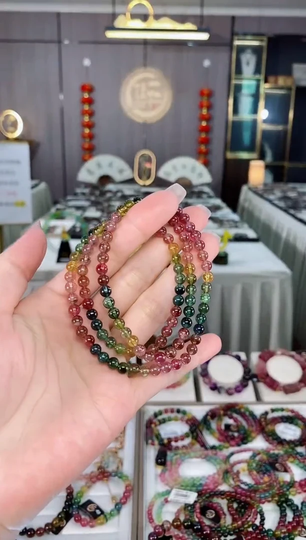 老矿碧玺三圈手串5mm+未镶嵌碧玺hon多样性发货一条