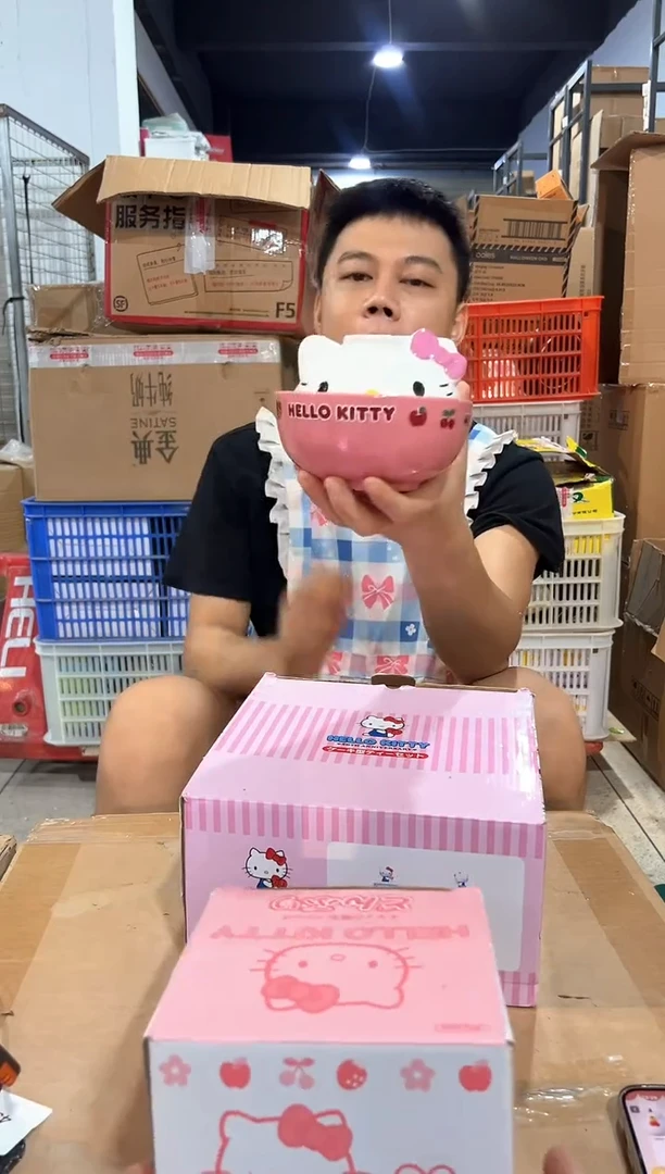 瓷片B款原盒kt猫带盖泡面碗