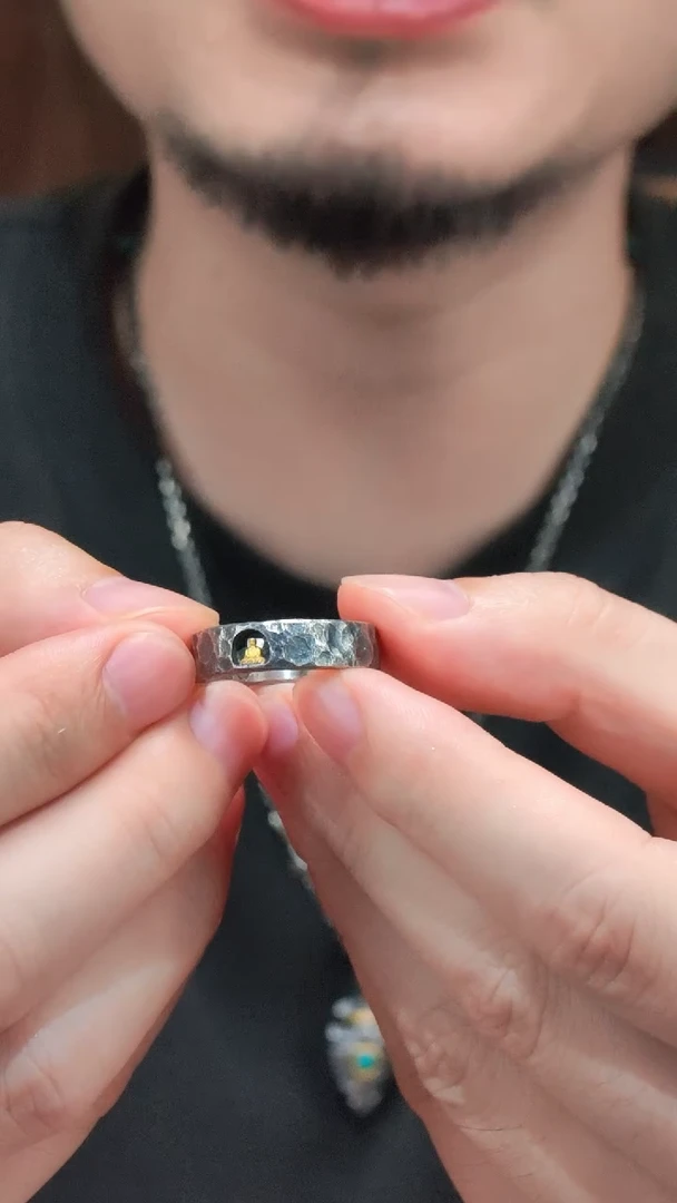 925银戒指/指环S925银14#锤纹戒指念一多样性发一