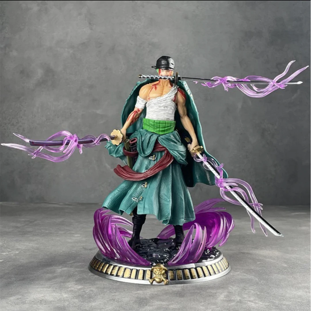 W海贼王 小号浴血索隆 特效摆件 三刀 手办模型