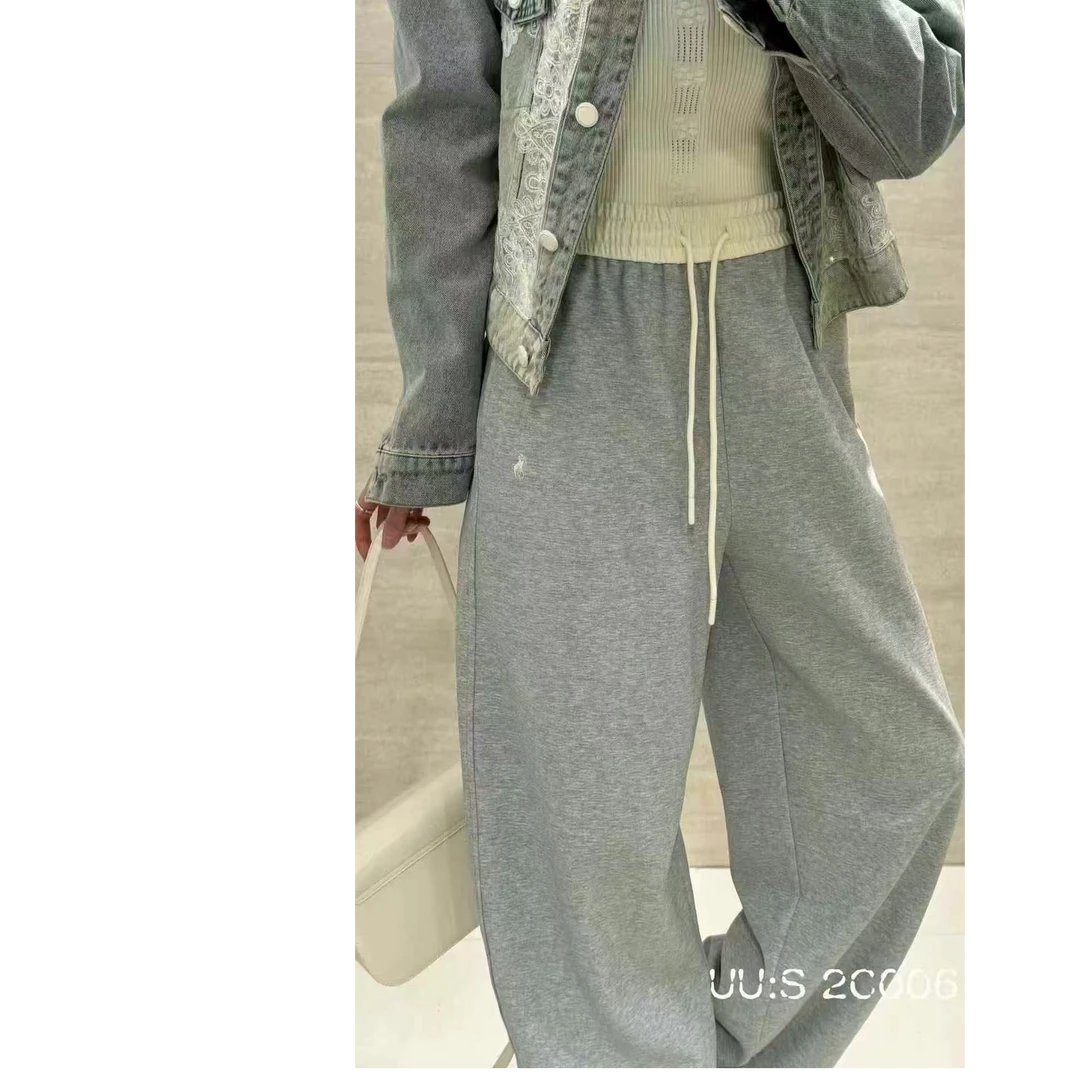 2025春款设计感甜酷风高腰显瘦抽绳显瘦弯刀裤阔腿裤时尚98069