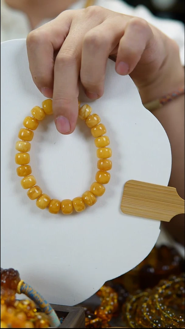 手串琥珀未镶嵌11mm天然鸡油黄蜜蜡老型珠手串