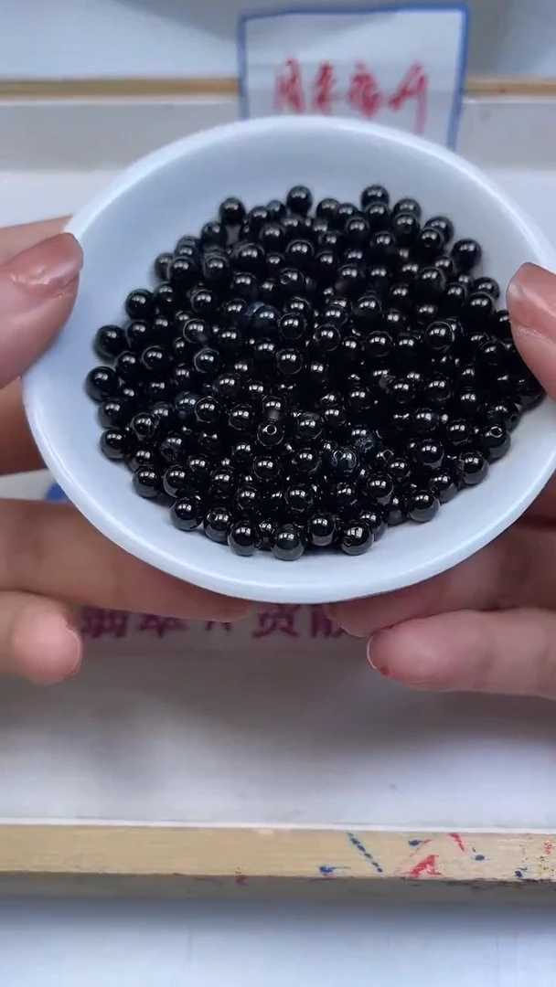 未镶嵌散珠玛瑙/玉髓B348 黑玛瑙 5mm100个13.8元
