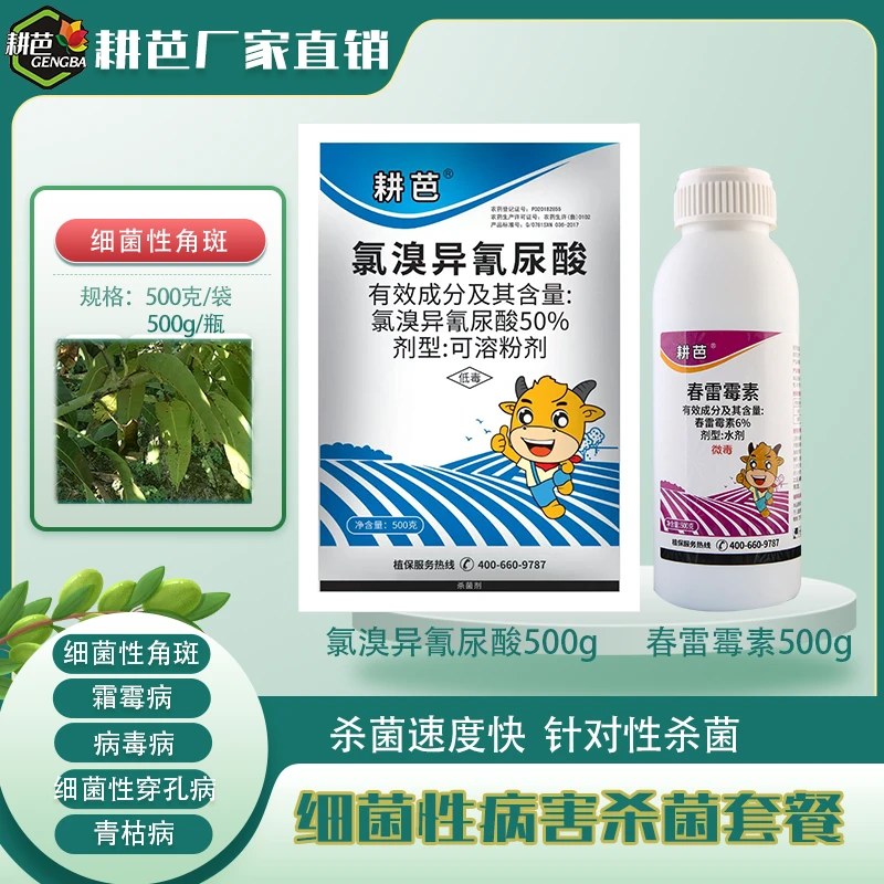 耕芭氯溴异氰尿酸春雷霉素36%春雷喹啉铜细菌性角斑条斑穿孔套餐