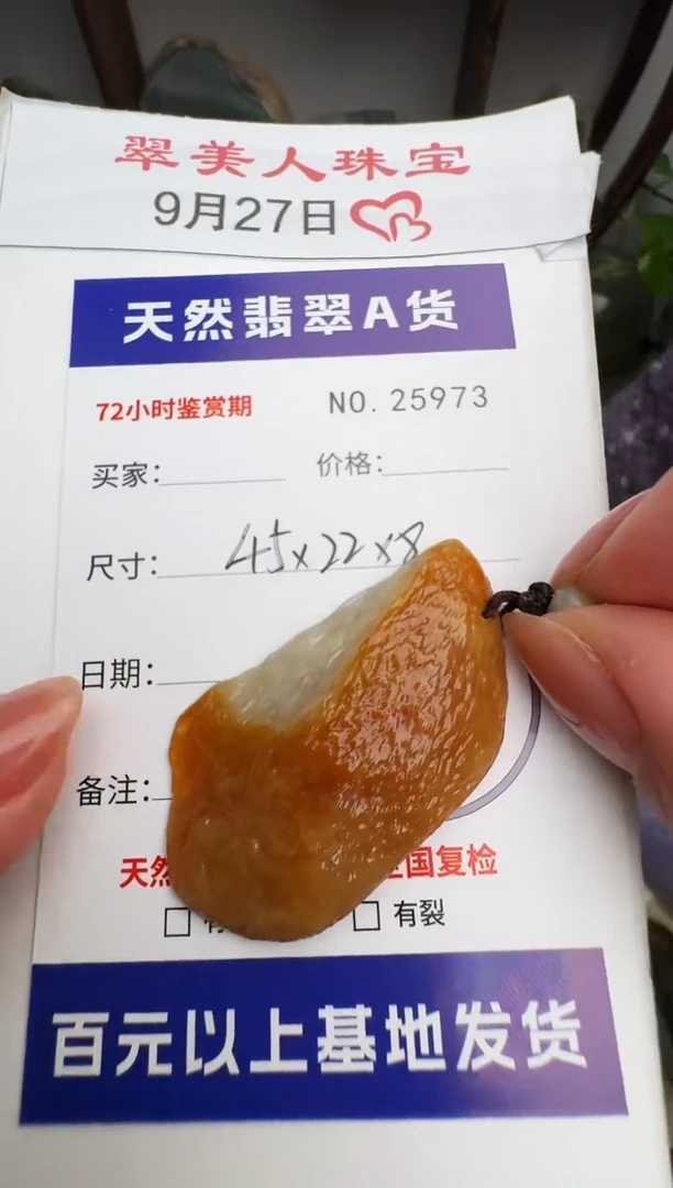 颈饰未镶嵌翡翠原石25973