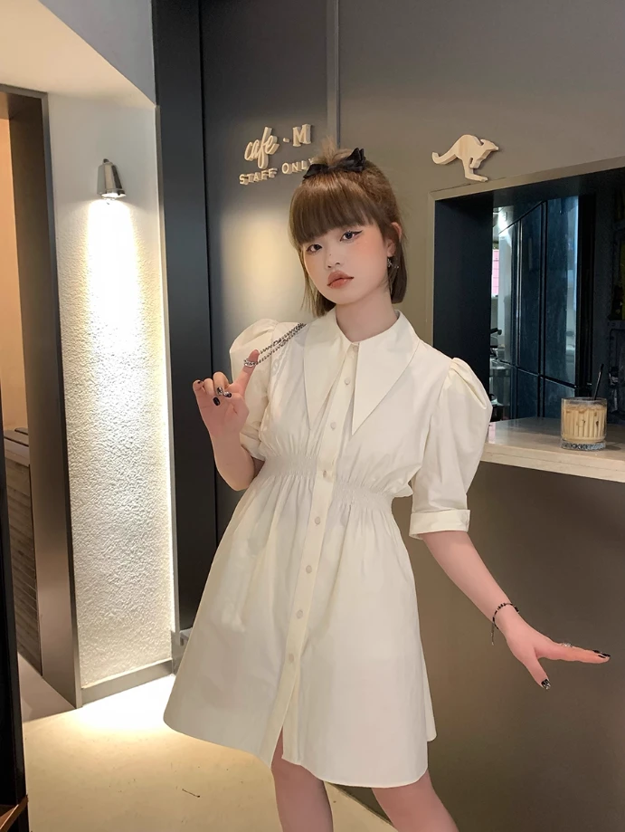 【2折断码 闭店福利】泡泡袖衬衫连衣裙