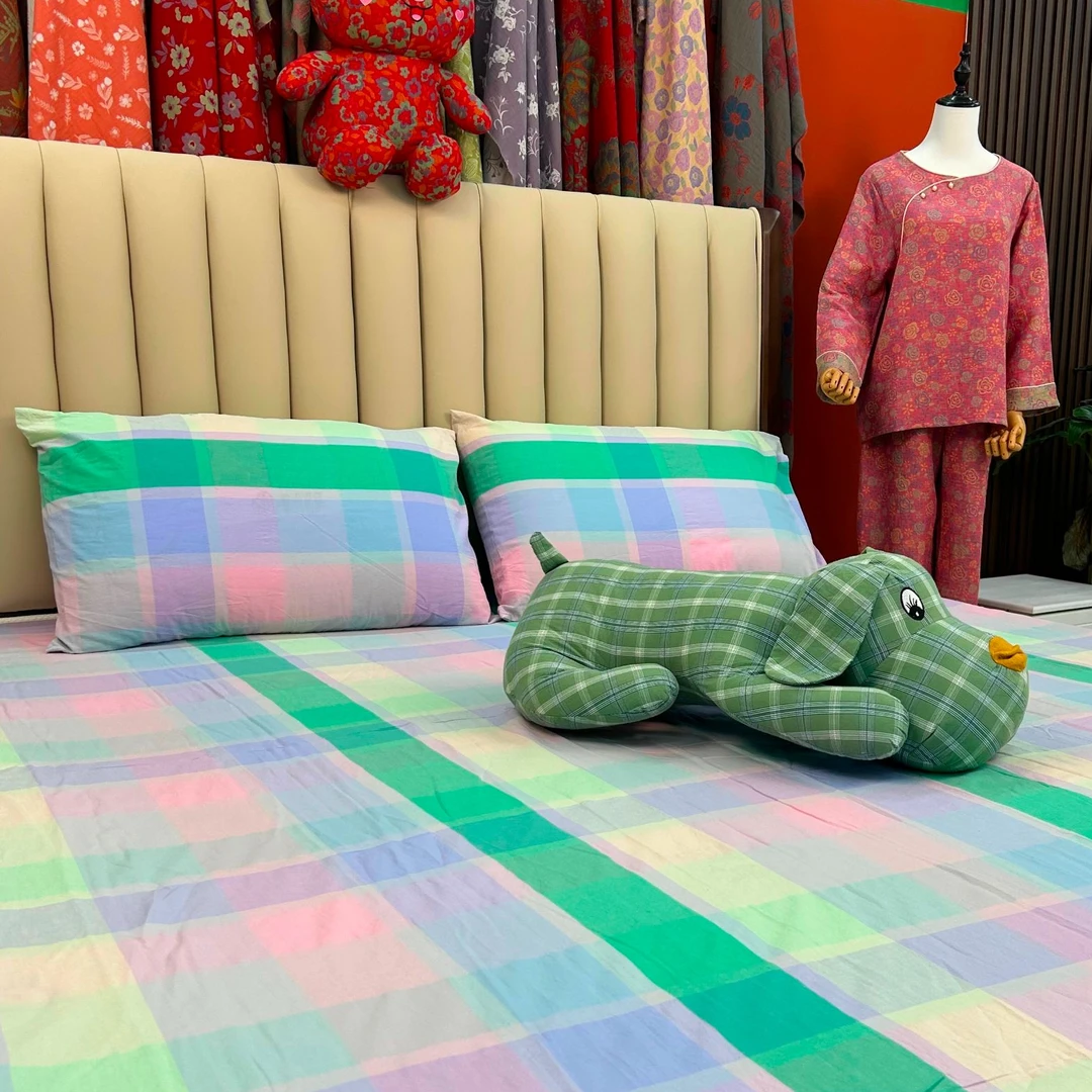 枕套 48*74福利枕套一对（2只）色织全棉柔软大号格子细腻全棉色织