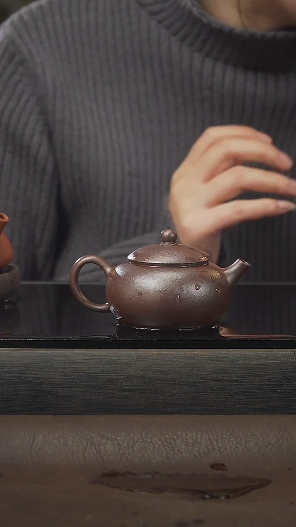 茶壶紫砂37，巨轮，柴烧，