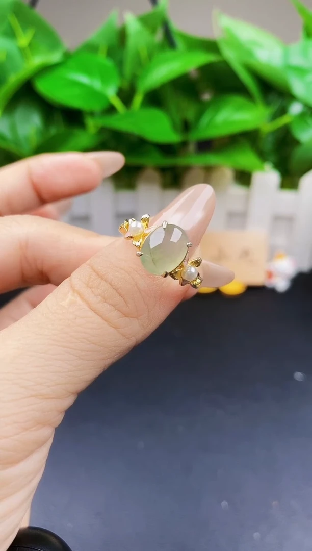 翡翠戒指银S925镶嵌12