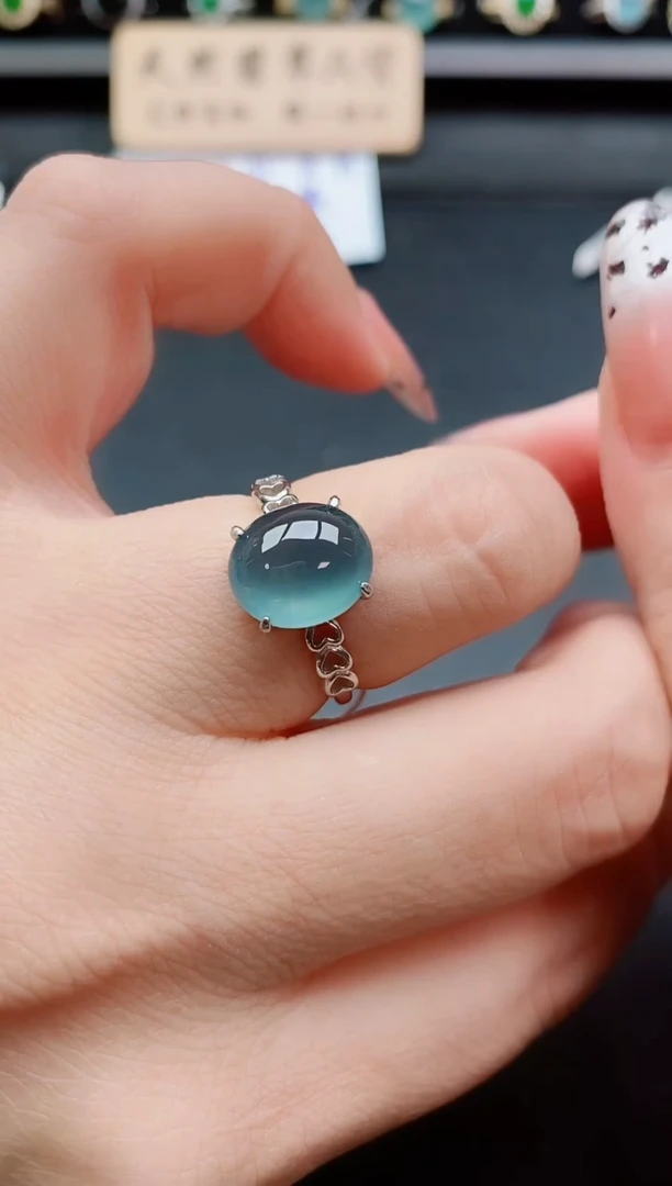 银S925镶嵌戒指翡翠1