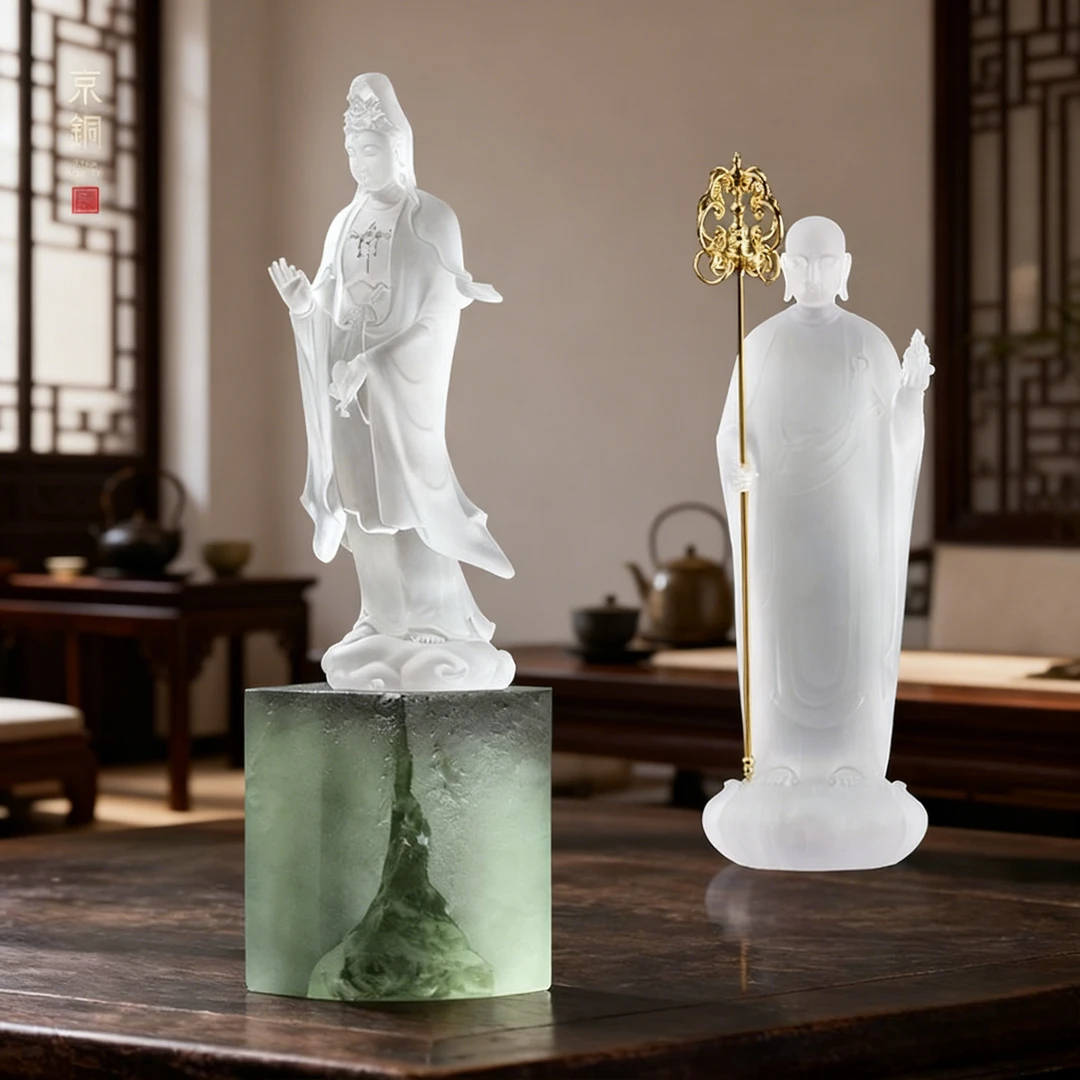 原创方寸·大慈观音·大愿地藏手工天然琉璃摆件禅意复古桌面摆件