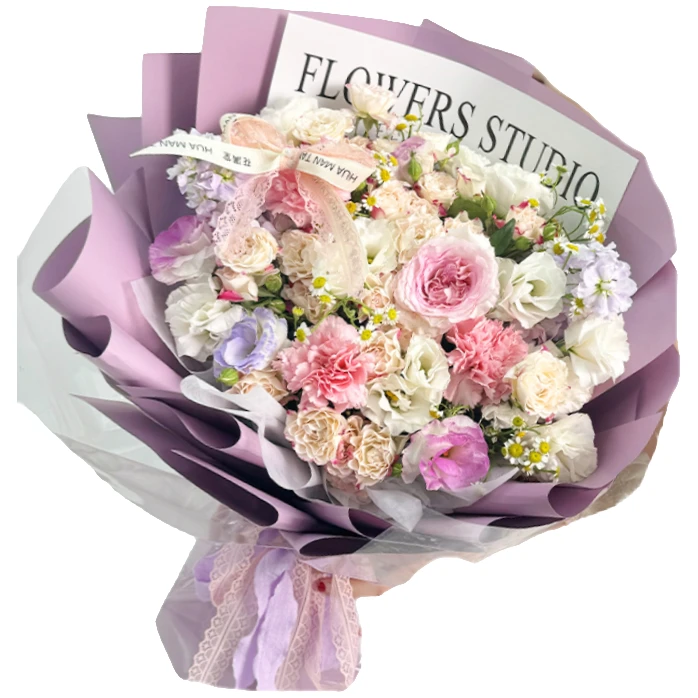 3朵粉玫瑰5朵粉色康乃馨