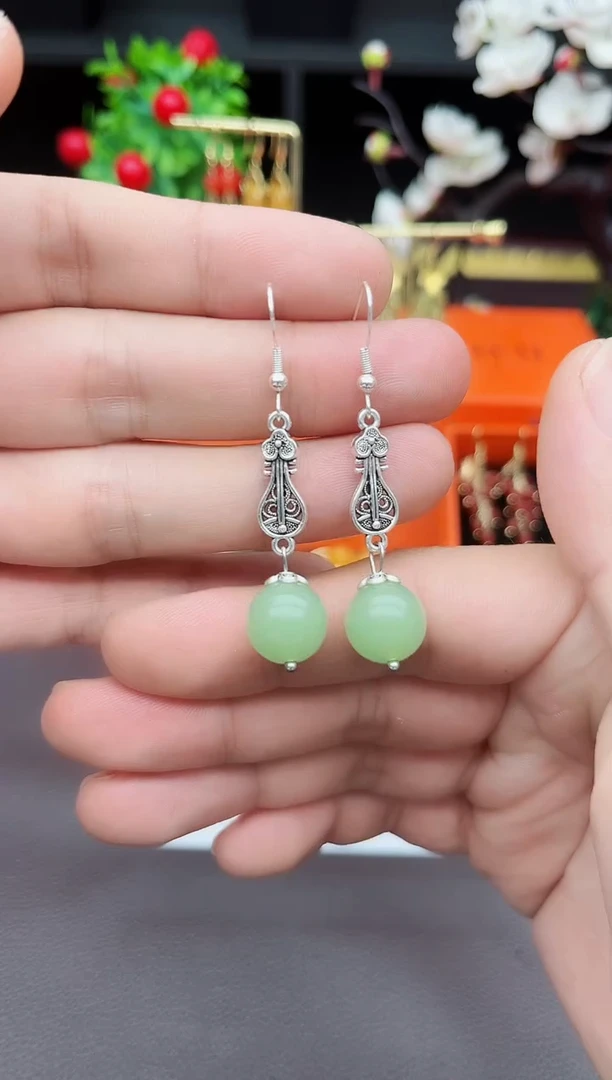 玛瑙/玉髓耳饰银S925镶嵌211000