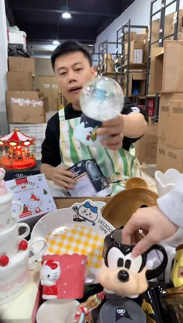 瓷片原盒姆明水晶球摆件 北方勿拍