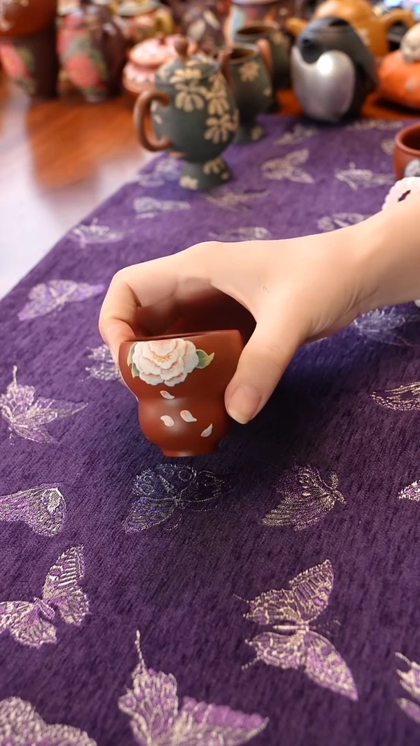紫砂其他牡丹葫芦杯