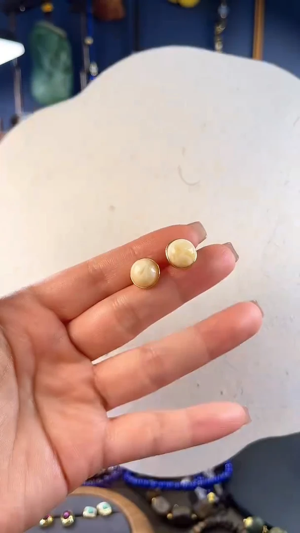 银S925镀金镶嵌蜜蜡耳饰蜜蜡耳饰925银镶嵌富贵款